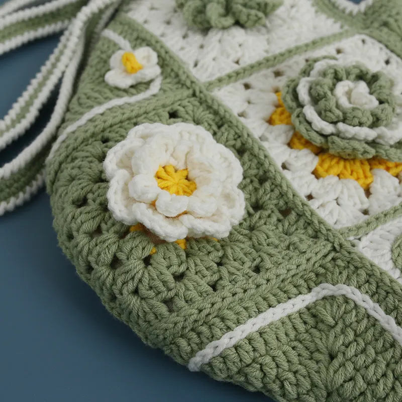 Green Granny Crochet Square Shoulder Bag