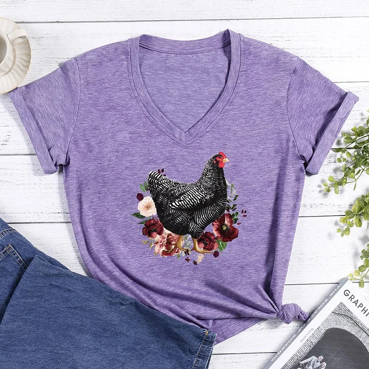 Rural Chickens V-neck T Shirt