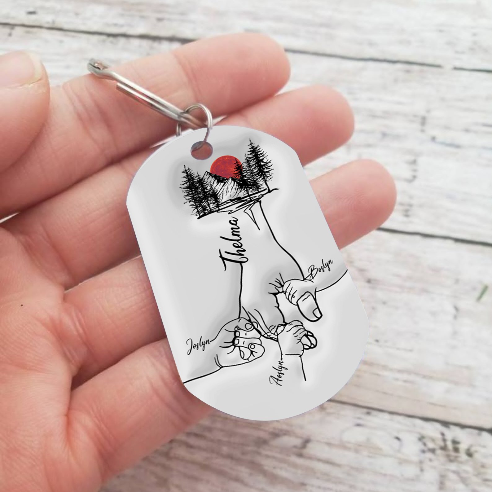 Best Dad Ever - Personalised 4 Names Holding Hands Keychain Custom Family Keychain Father's Day Gifts-Jessemade AU