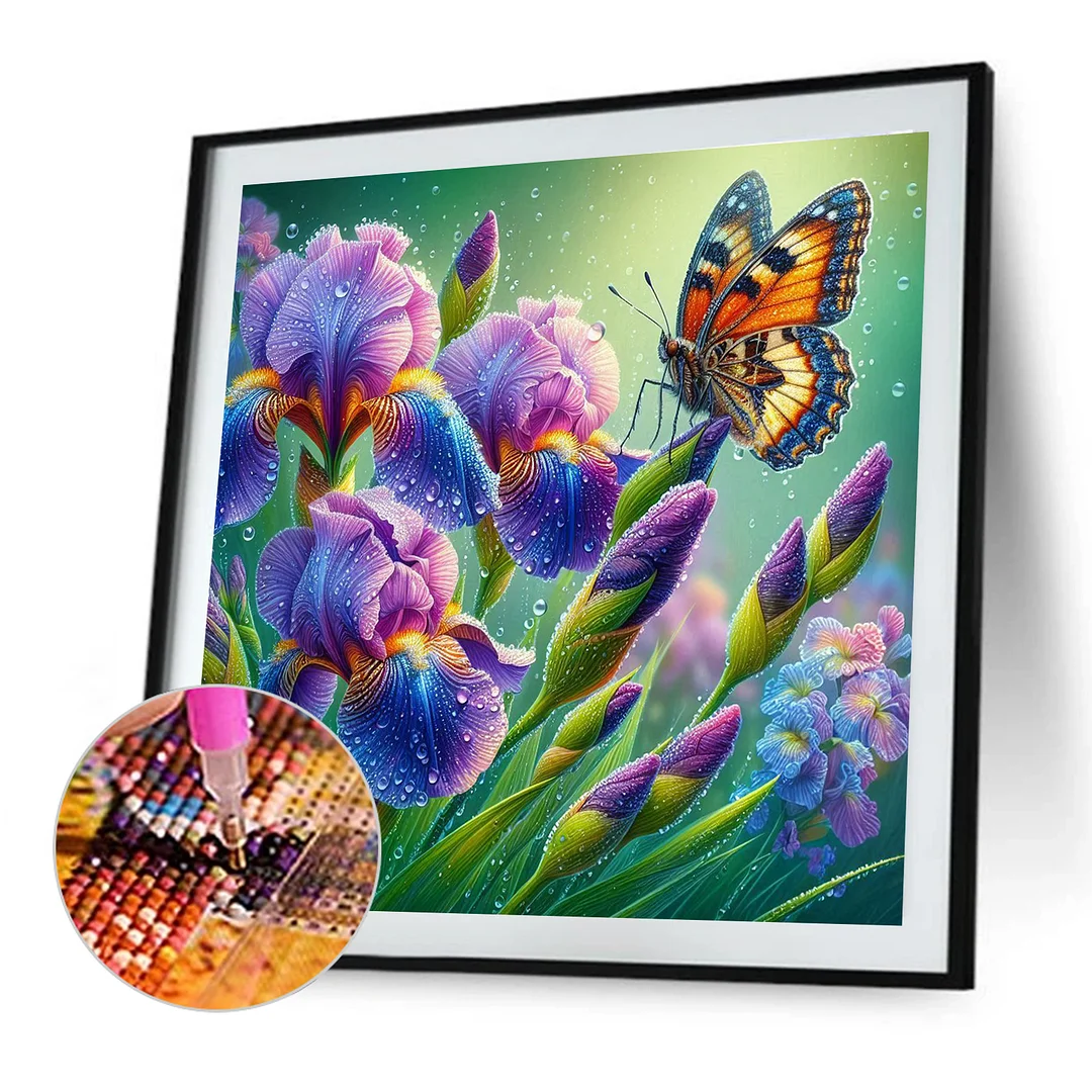 Diamond Painting - Full Round Drill - Butterfly Flower(Canvas|30*30cm)