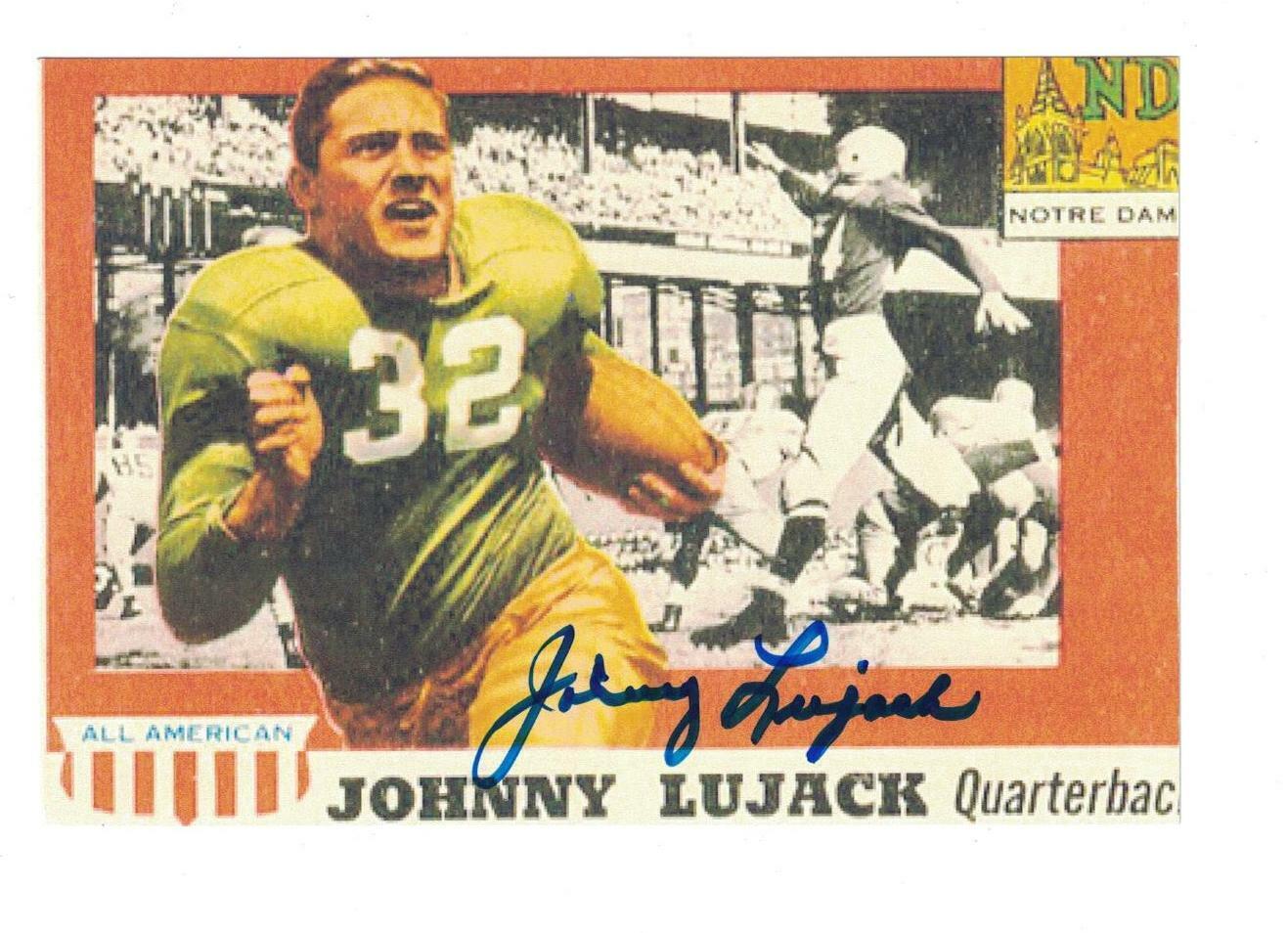 Johnny Lujack Signed Autographed Photo Poster painting Notre Dame 1947 Heisman Trophy Bears B