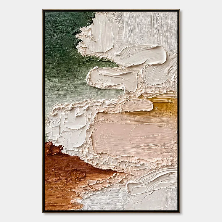 EARTHEN VEIL: Textured Abstract Earth Tone Impasto Wall Art（Canvas painting）