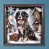 Chiot En Hiver Neige Sp&eacute;ciale Forme Diamant Peinture-30 * 30CM