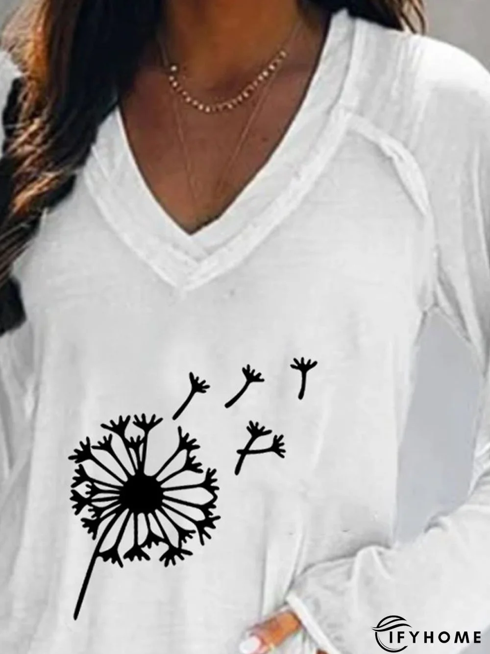 Raglan Sleeve Casual Plants Tunic T-Shirt | IFYHOME