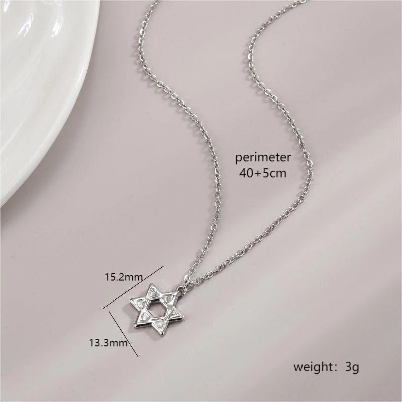 Stainless Steel 18K Gold Plated Minimalist Polishing Plating Star Heart Shape Bow Knot Pendant Necklace