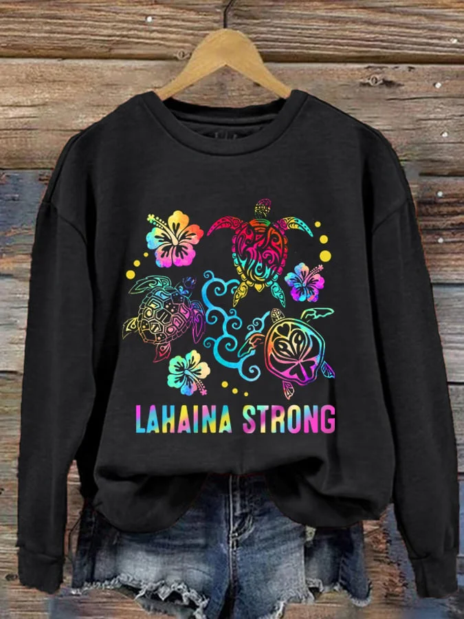 Women's Lahaina Strong Honu Print Sweatshirt