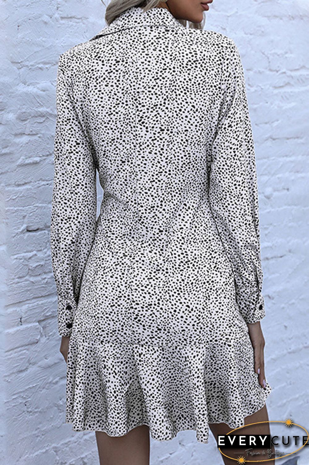 Fashion Street Print Turndown Collar A Line Dresses