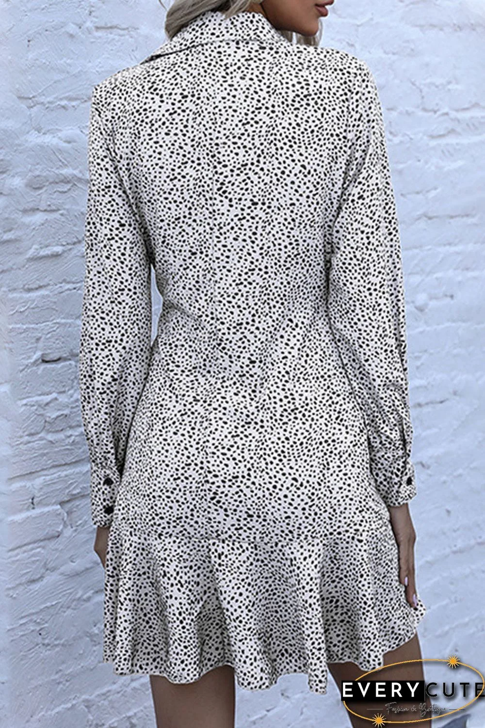 Fashion Street Print Turndown Collar A Line Dresses