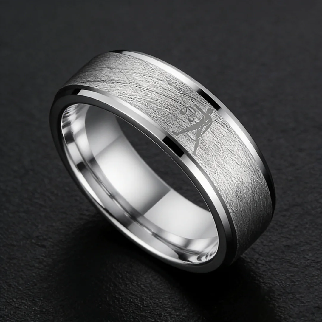 Sliver Libra Couples Dome Tungsten Carbide Rings Prints Laser Design Step Edge Tungsten Wedding Bands 4MM 6MM 8MM
