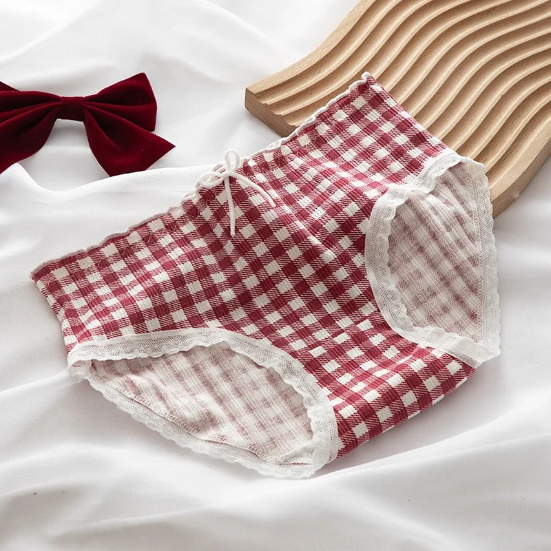 New Women's Cotton Underwear Lovely Girl Comfort Briefs Fashion Bow Breathable Panties Mid Waist Seamless Underpants Lingerie