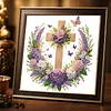 Cross Wreath Special Shaped 5D DIY Partial Drill Diamond Painting Kits for Adults Beginners Home Decor Diamonds Paintings Gem Art 11.81 X11.81inch