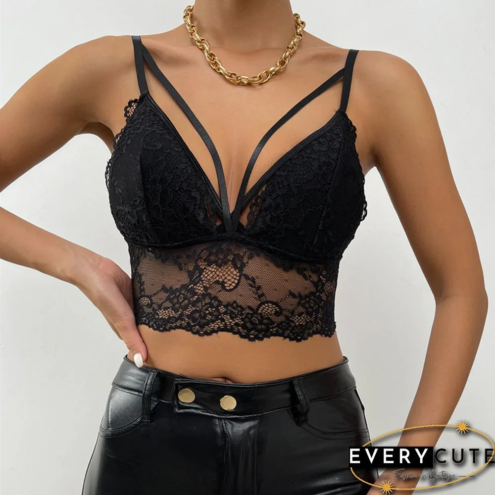 Women's Lace Mesh See-Through Pattern Camisole