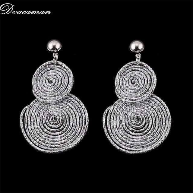 Dvacaman Bohemain Multilayer Round Alloy Drop Earrings Women 2019 New Trendy Maxi Earrings Statement Jewelry Party Gifts Female