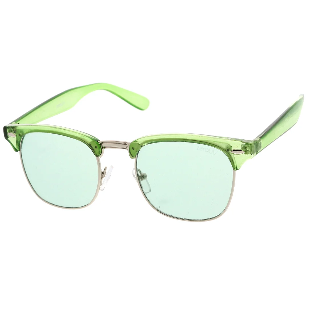 Classic Translucent Horn Rimmed Square Color Tinted Lens Half Frame glasses 49mm