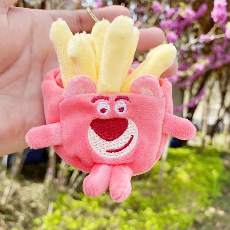 3 Pieces Cute Novelty Toast Hamburger Hot Dog Pp Cotton Plush Unisex Bag Pendant Keychain