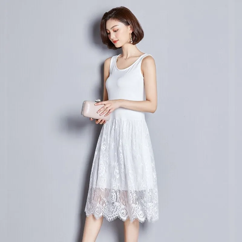 Women Summer Dress 2020 Round Neck Modal Plus Size Dresses Korean Fashion Pullover Tank Sleeveless Vintage Long Dress
