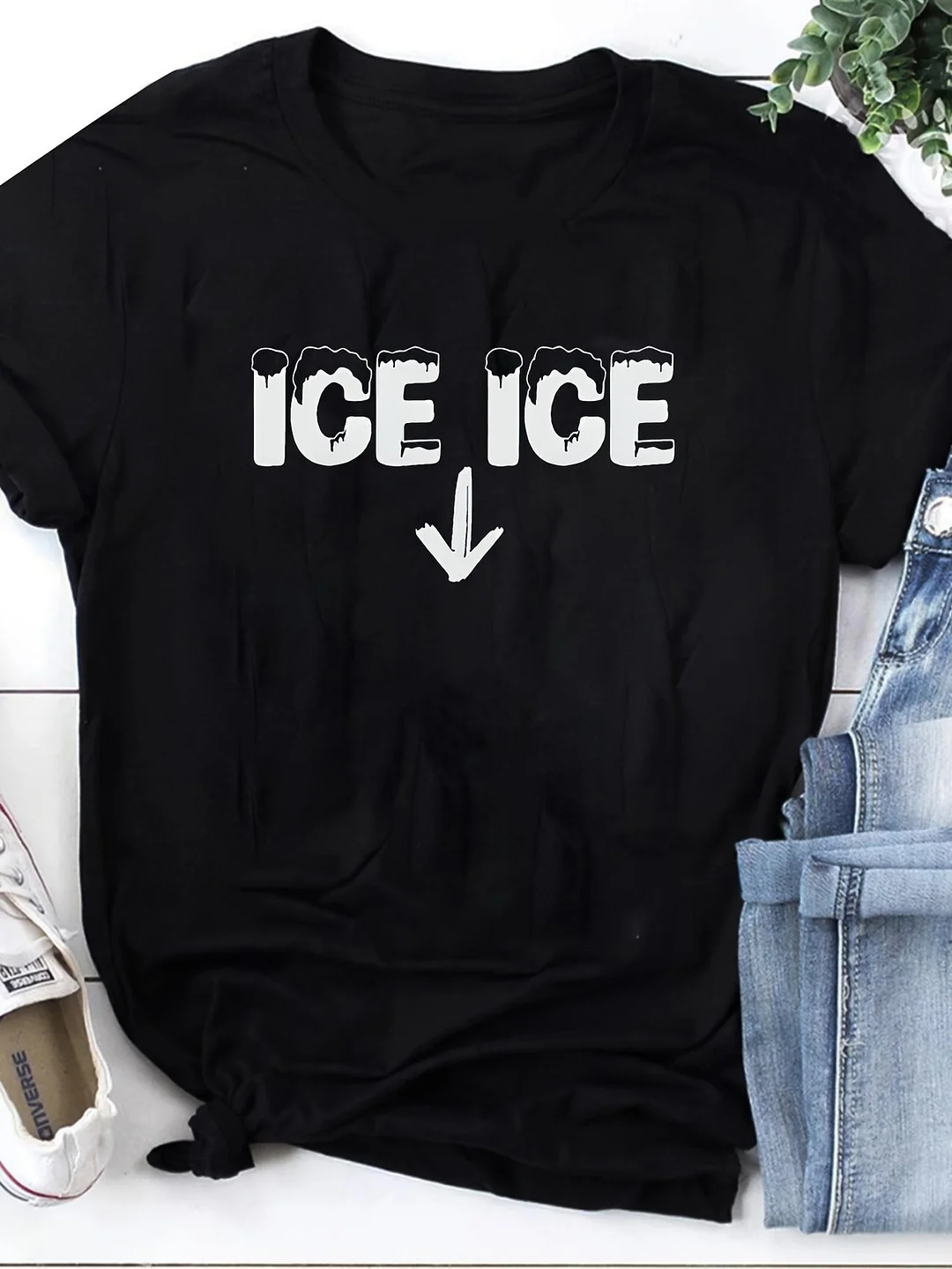 Soft, Breathable Women's Maternity "Ice" Graphic T-Shirt | Short Sleeve, Round Neck For Summer Casual Wear, Fitness & Outdoor, Maternity Summer Clothe | IFYHOME