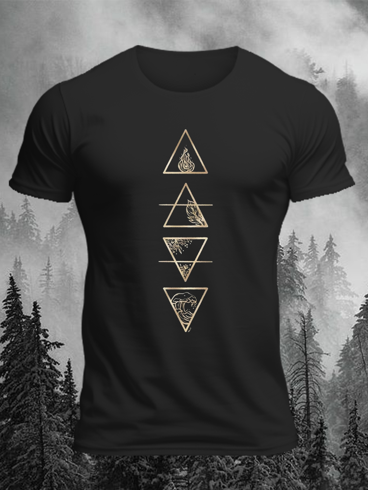 Men's Triangle Painting Print Short Sleeve T-Shirt