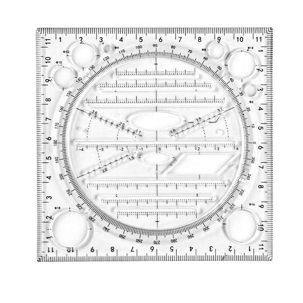 Multifunctional Rotatable Drawing Ruler Mathematical Art Design Template от Cesdeals WW