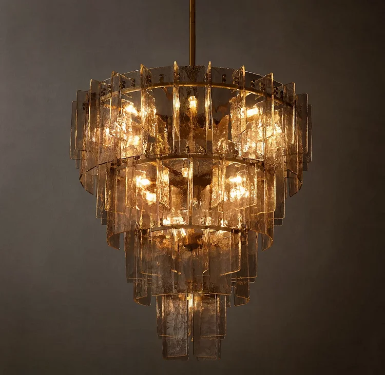 Lattice Smoke Glass Tiered Round Chandelier 36" Vjlight