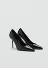 Women's 9cm Heel Elegant Black Leather Pointed Toe Stiletto Heel Shoe