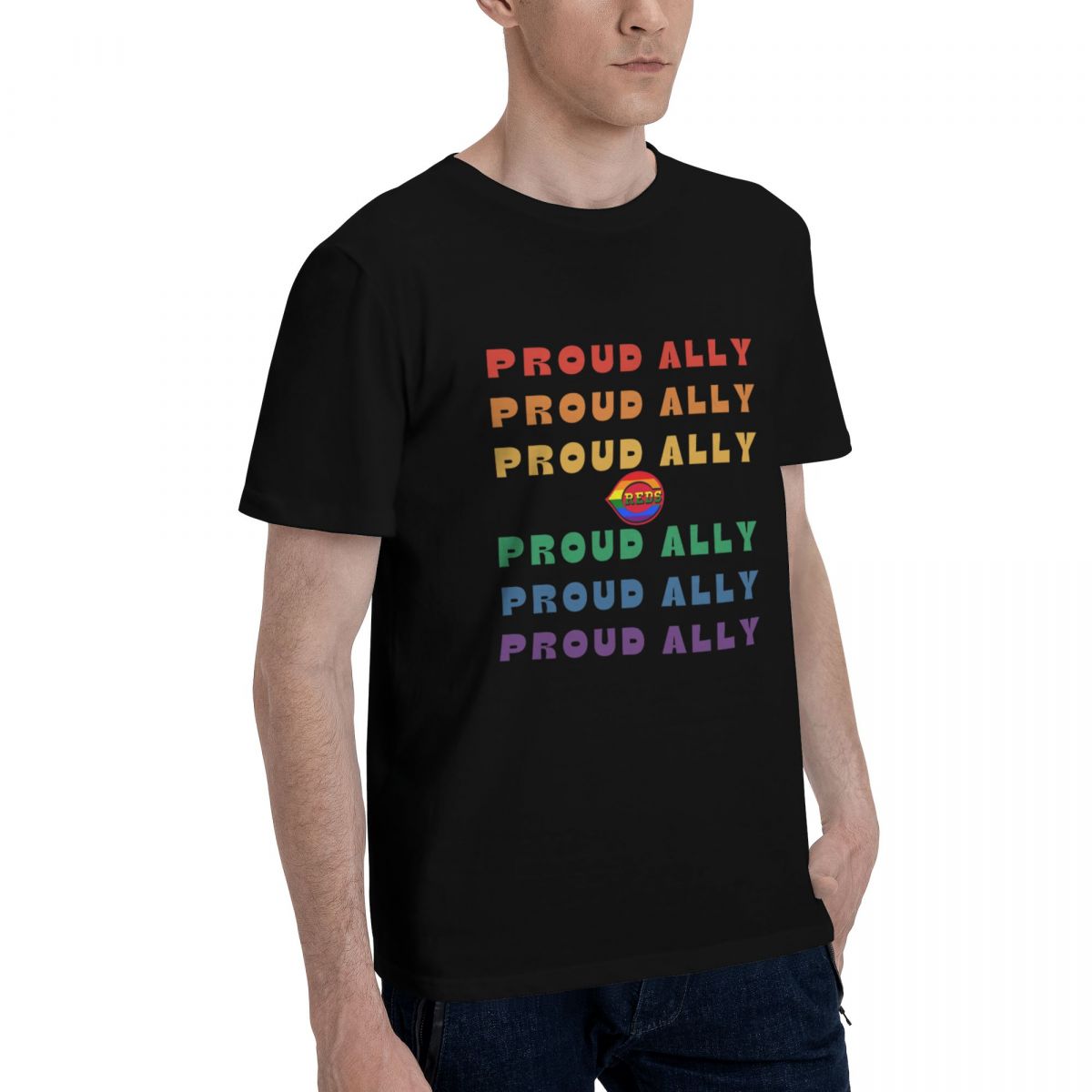 Cincinnati Reds Proud Ally Men's Cotton Crewneck T-Shirt