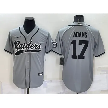 Men's Las Vegas Raiders #17 Davante Adams Grey Cool Base Stitched Baseball Jersey