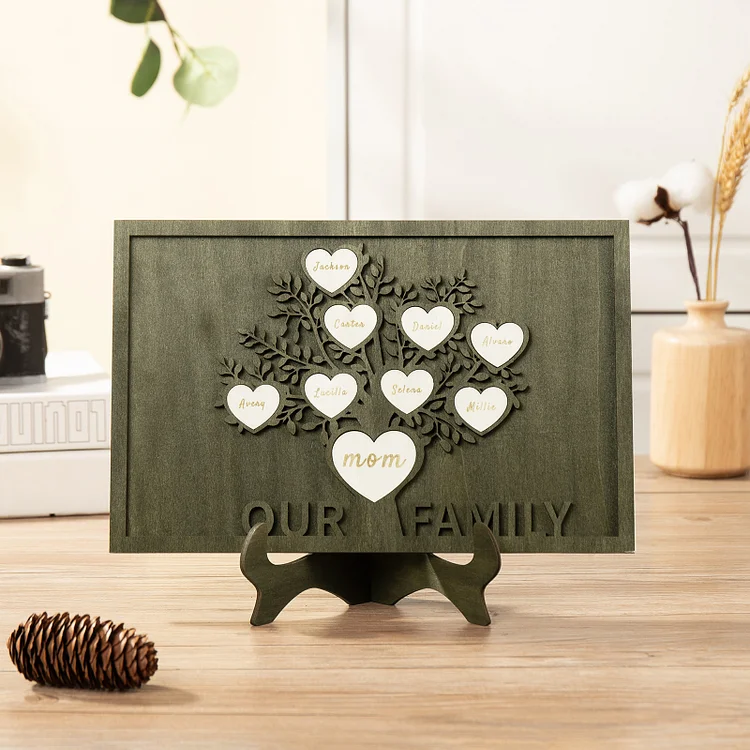 Family Tree Wood Frame Personalized Family Tree Sign Custom 9 Names Plaque