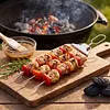 15.75 Inch Reusable Flat Grilling Skewers with Slider Push Bar Stainless Steel Grill Skewers with Storage Bag for Meats Chicken Sausage Veggie Shrimp Vegetables (2 fork Brush)