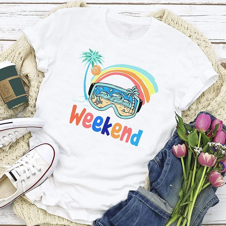 Weekend Beach T-shirt Tee - 01453-Annaletters