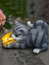 Cat Solar Garden Statue Solar Garden Statue Cat Housewarming Gift for Yard Patio