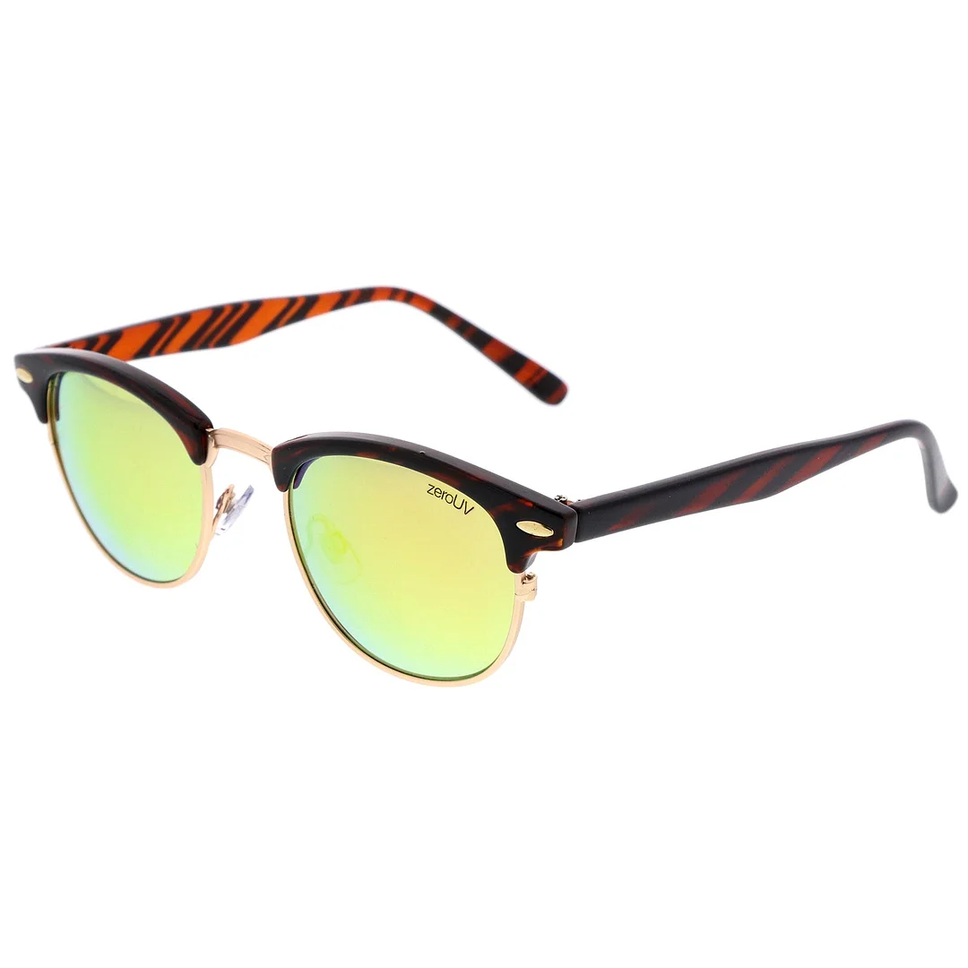 Classic Horn Rimmed Neutral Colored Lens Semi-Rimless glasses 49mm