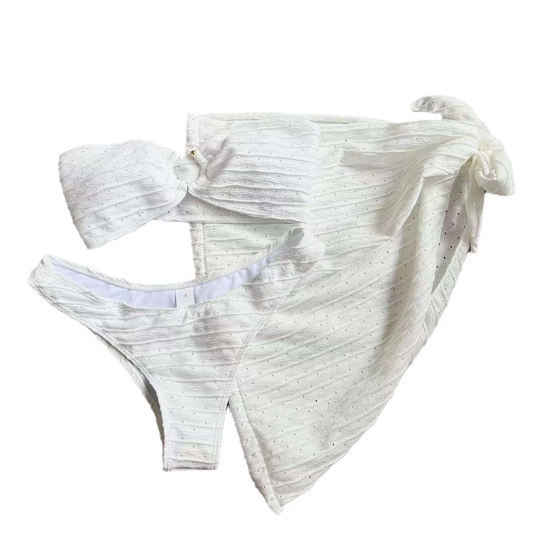 Uveng 2023 New Breast-Skin Three-Piece Swimsuit Bikini Swimsuit