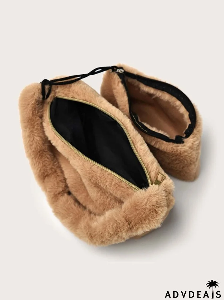 Fluffy Baguette Bag With Purse