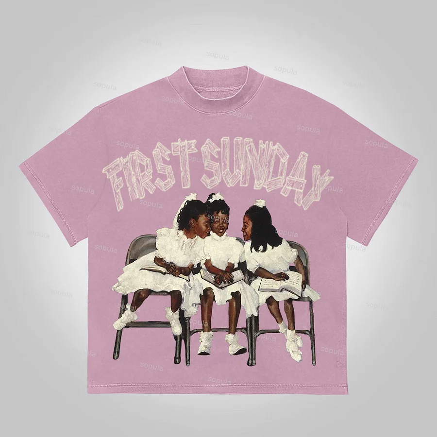 Sopula First Sunday Graphic 100% Cotton Basic T-Shirt