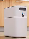 Trash Can Narrow Garbage Container Bin with Press Type Lid for Bathroom Kitchen