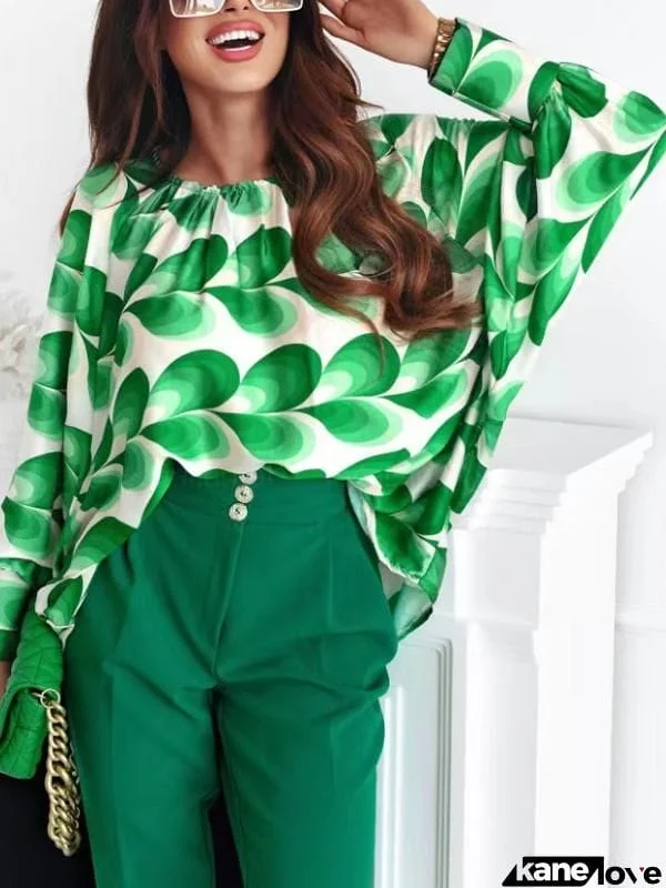 Printed women bat sleeve trendy blouse