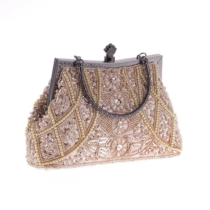 Retro Heavy Craft Beaded Embroidery Bag Evening Wear Portable Cheongsam Bride Bag Bridesmaid Bag