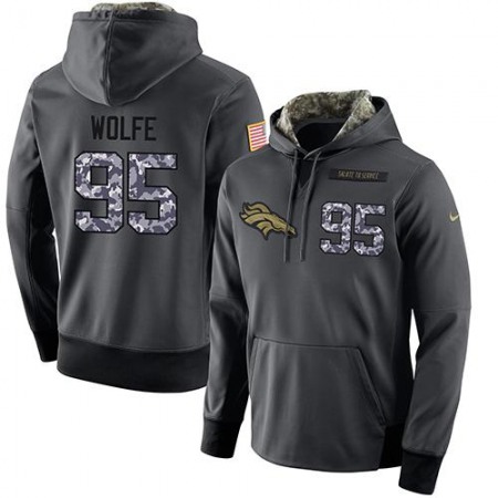 NFL Men's  Denver Broncos #95 Derek Wolfe Stitched Black Anthracite Salute to Service Player Performance Hoodie