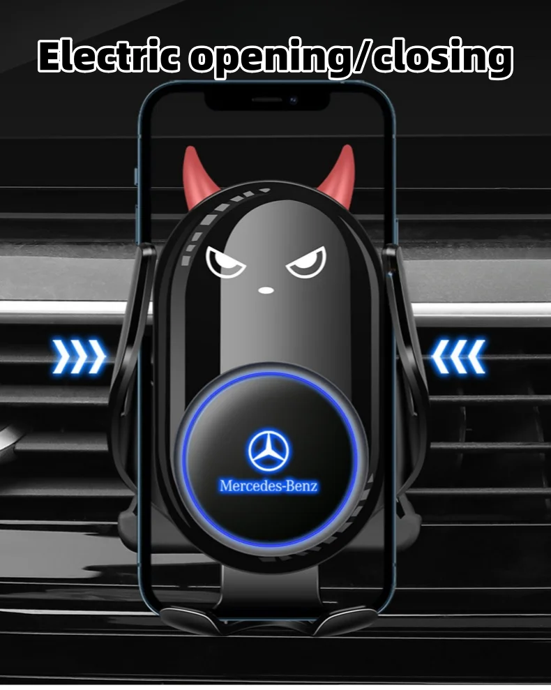 Car mobile phone holder with illuminated car LOGO (wireless charging model)