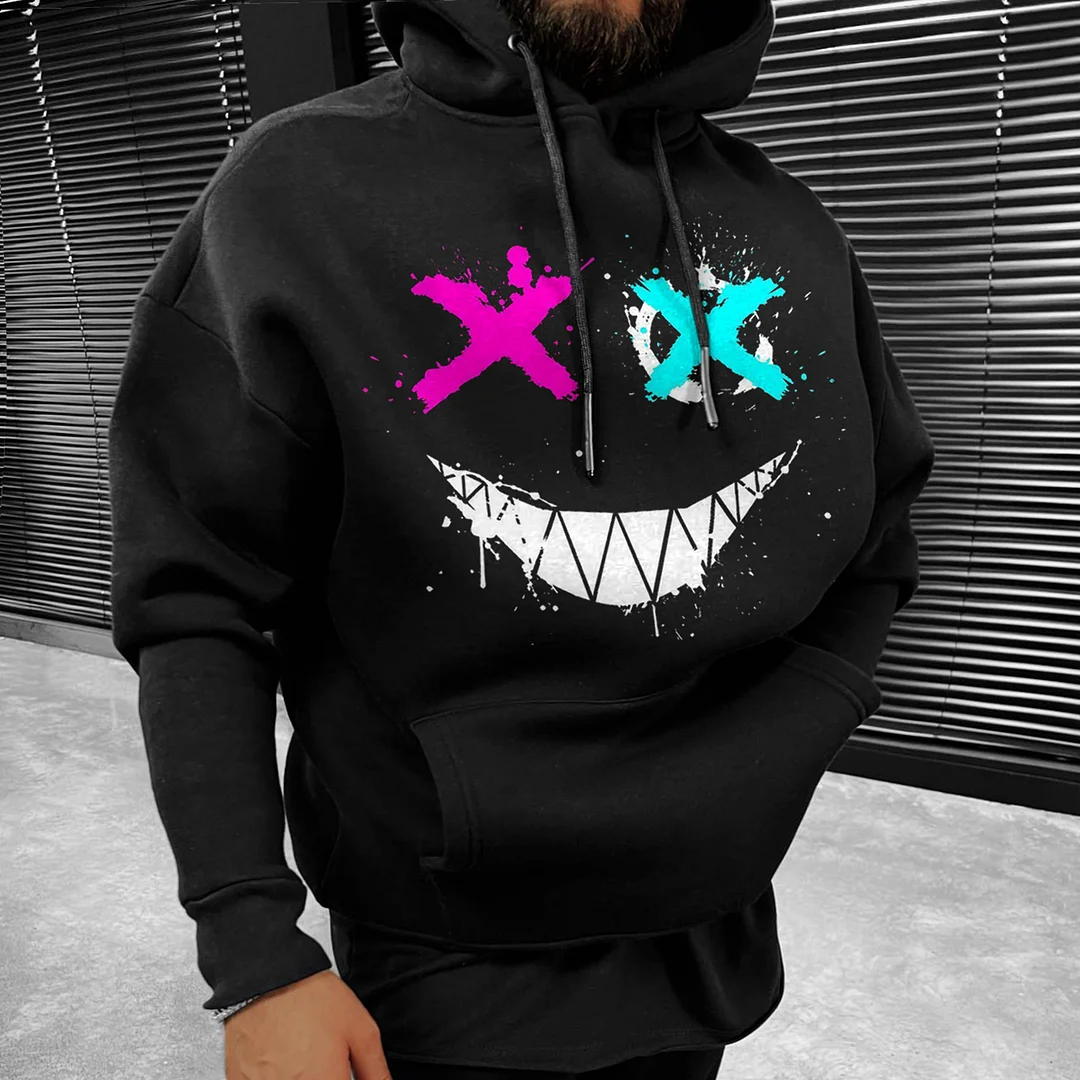 Oversized Stylish Casual Smiley Print Hoodie