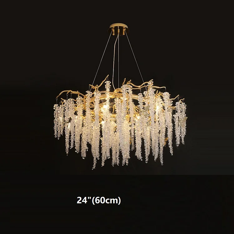 Long Crystal Beaded Chandelier Modern Dining Room Lighting Vjlight