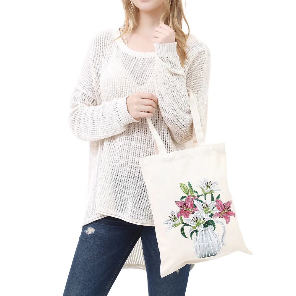 DIY Diamond Painting Eco-Friendly Canvas Bag - Vase