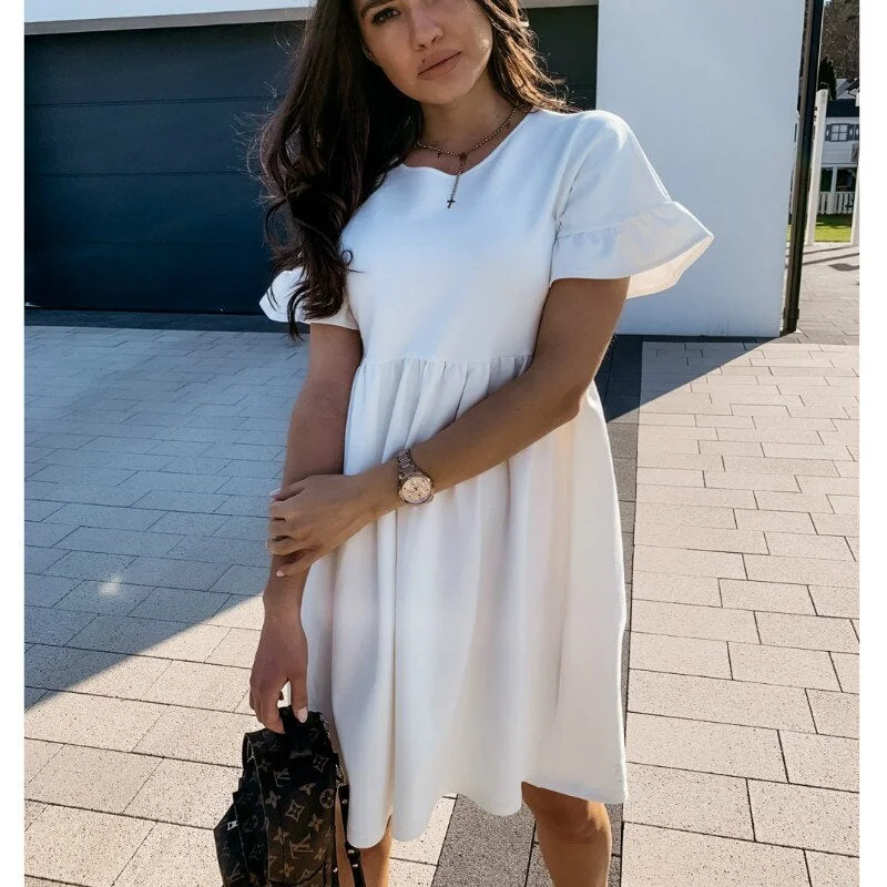 hirigin Summer Women Street Beach Mini Ruffles Dress 2020 Fashion Ladies Home Casual Holiday Short Sleeve Dress