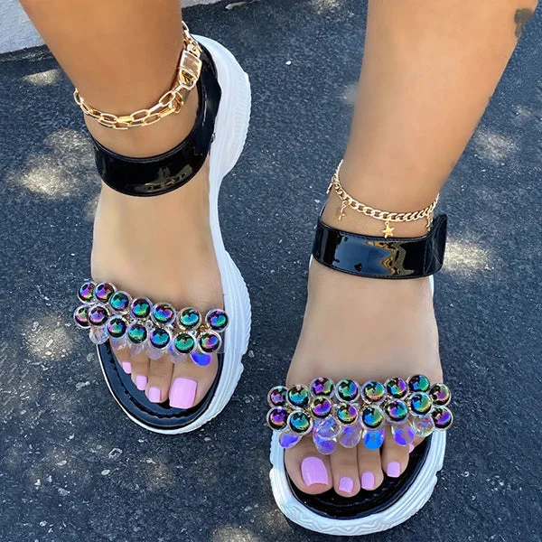 HUXM Cute Beans Velcro Side Closure Sandals
