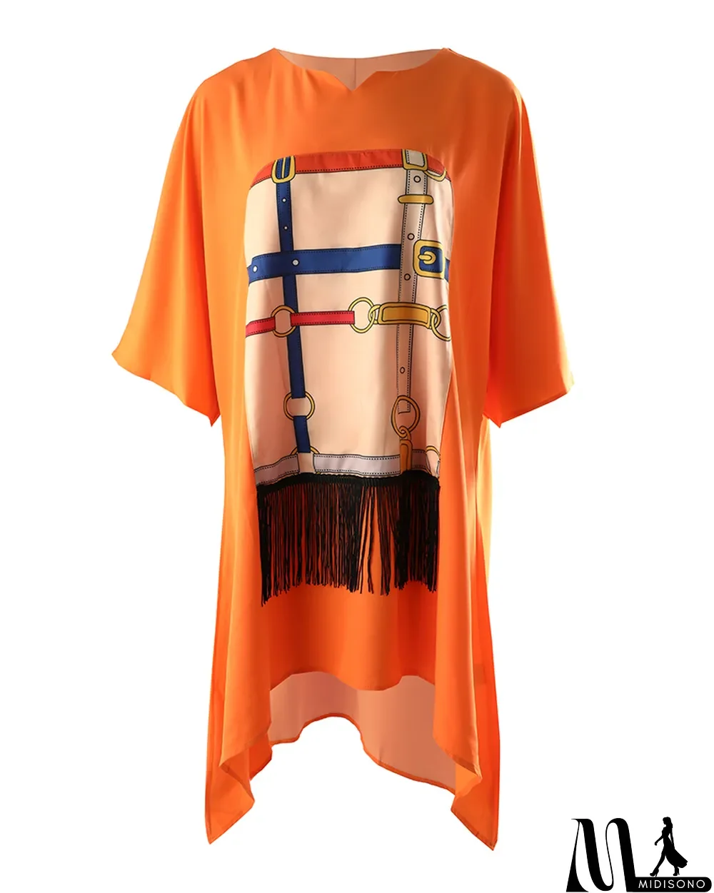 MidiSono - Women Chic Fashion Printed Fringe Casual Skirt