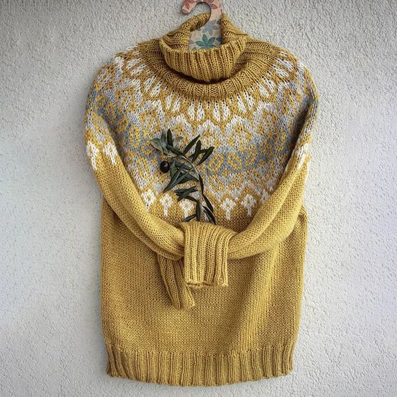 Vintage Tribal Geometric Icelandic Comfy High Neck Sweater