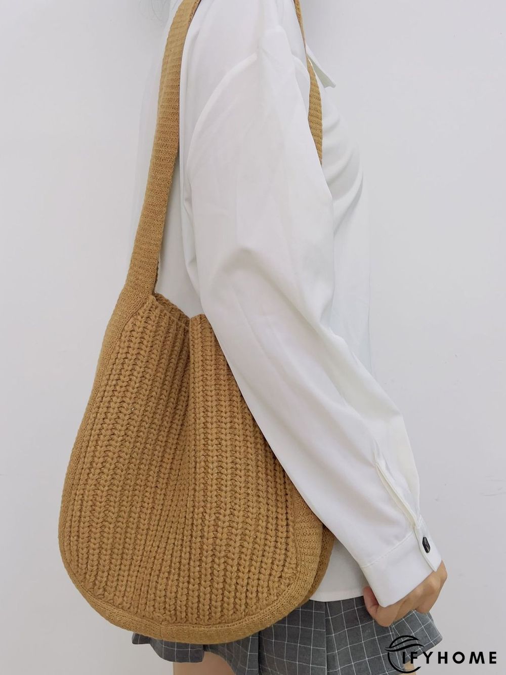 Solid Color Knit Large Capacity Shoulder Bag | IFYHOME
