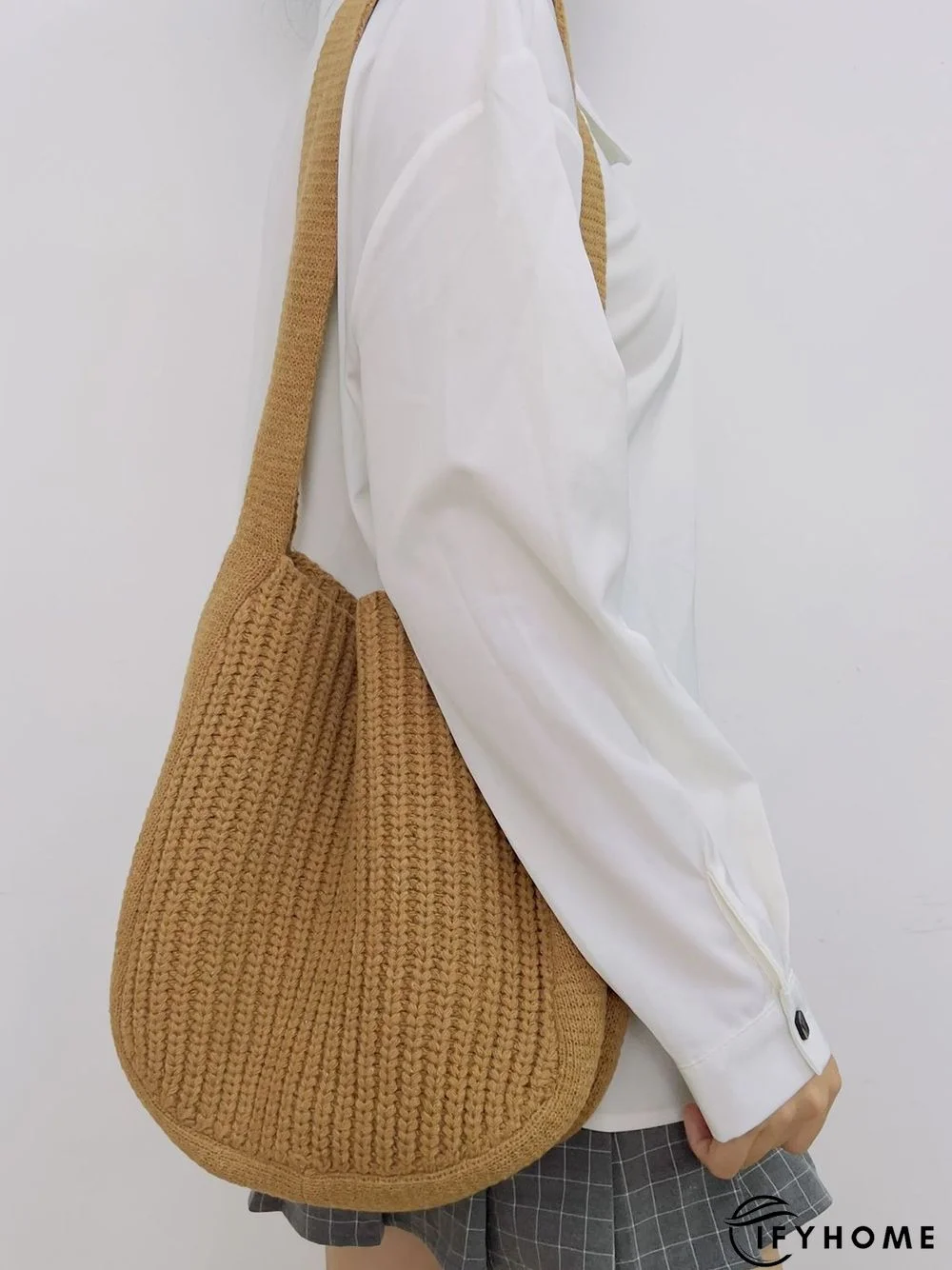 Solid Color Knit Large Capacity Shoulder Bag | IFYHOME