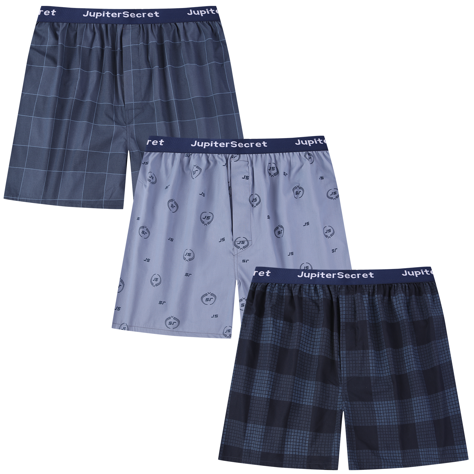 🎉JupiterSecret Men's Boxers Underwear 100% Cotton Printed Woven Boxers for Men Pack Boxer Shorts